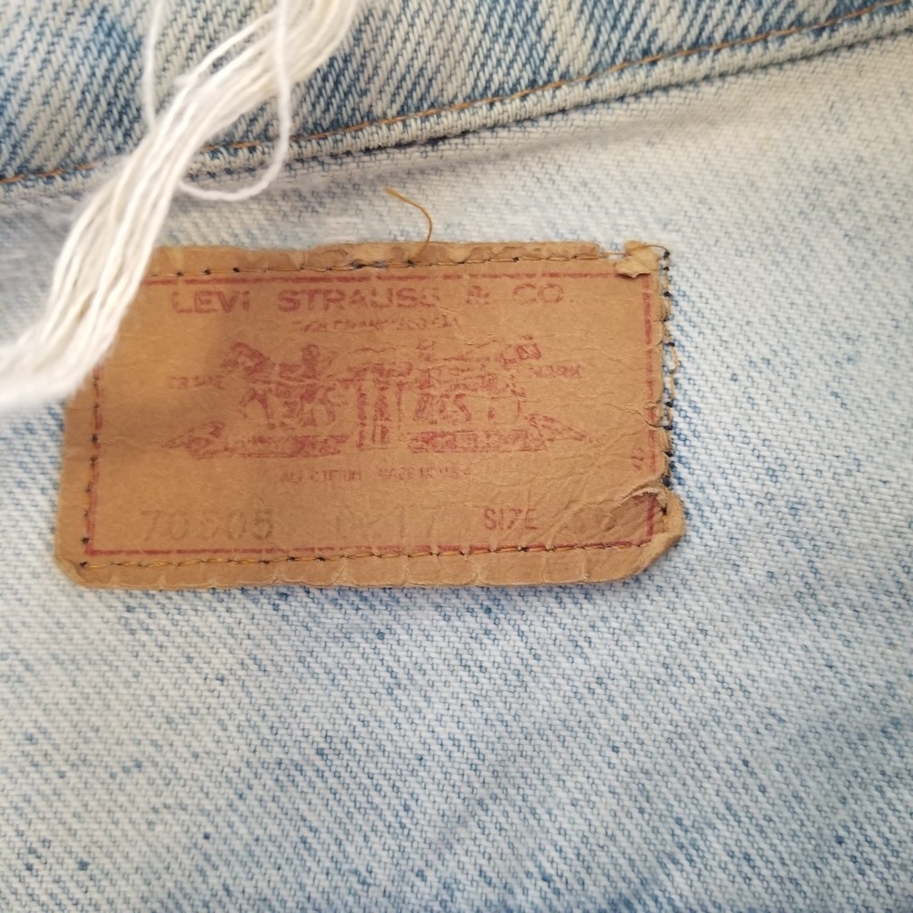 Vintage Levis Jacket Mens 36 Blue Trucker Type 3 Distressed Light Wash 70s - Picture 5 of 14